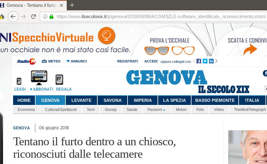 L'articolo comparso sul Secolo XIX dopo le modifiche