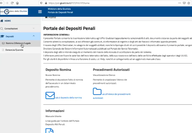 Il portale per il deposito atti penali